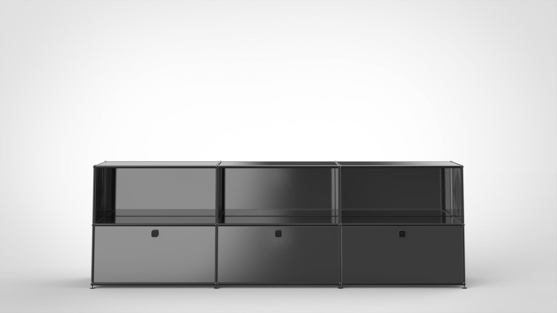 SYSTEM 01 Classic Büroregal mit Klapptüren, RAL 7016 Anthrazitgrau, Black
