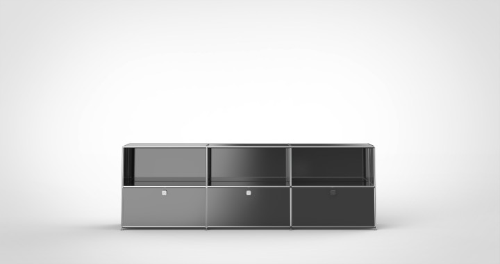 SYSTEM 01 Urban Office Shelf with Drop-down doors, RAL 7016 Anthracite gray