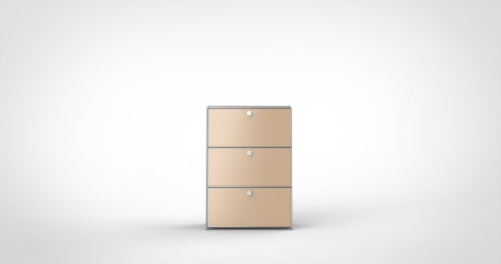SYSTEM 01 Urban Highboard with Drop-down doors, RAL 1019 Beige