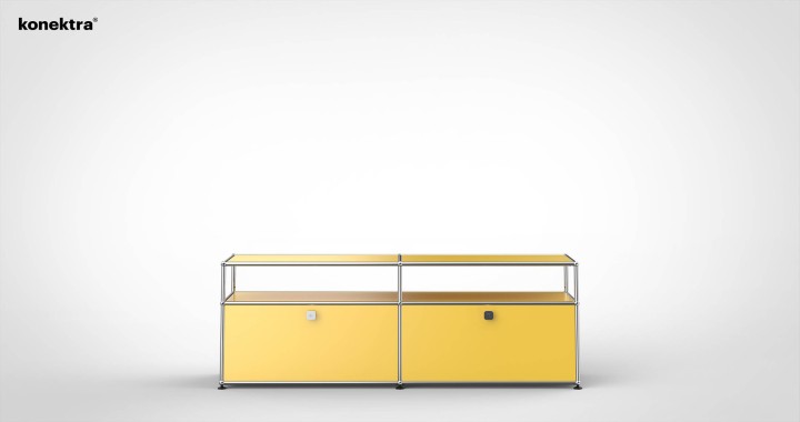 SYSTEM 01 Classic Sideboard avec portes abattantes, RAL 1004 Jaune or